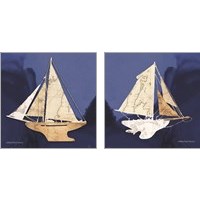 Framed 'Sailboat Blue 2 Piece Art Print Set' border=