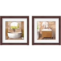 Framed 'Marble Bath 2 Piece Framed Art Print Set' border=