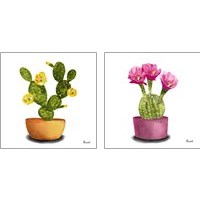 Framed 'Cactus Flowers 2 Piece Art Print Set' border=