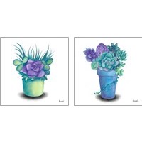 Framed 'Turquoise Succulents 2 Piece Art Print Set' border=