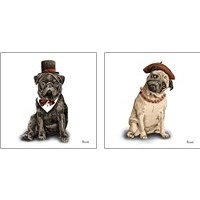 Framed 'Pugs in Hats 2 Piece Art Print Set' border=