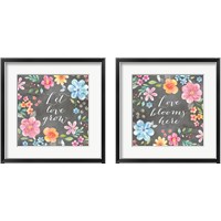 Framed 'Whimsical Blooms Sentiment Black 2 Piece Framed Art Print Set' border=