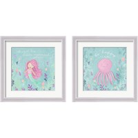 Framed 'Mermaid and Octopus 2 Piece Framed Art Print Set' border=