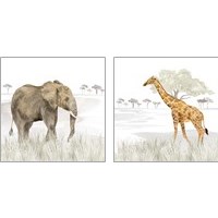 Framed 'Serengeti Wildlife 2 Piece Art Print Set' border=