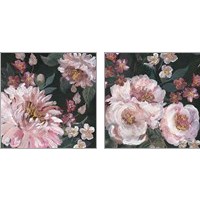 Framed 'Romantic Moody Florals on Black 2 Piece Art Print Set' border=