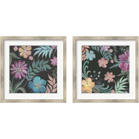 Framed 'Boho Florals on Black 2 Piece Framed Art Print Set' border=