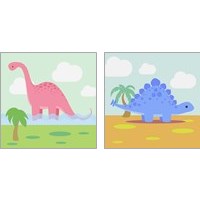 Framed 'Li'l Dino 2 Piece Art Print Set' border=