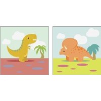 Framed 'Li'l Dino 2 Piece Art Print Set' border=