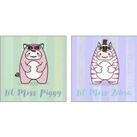 Framed 'Li'l Piggy 2 Piece Art Print Set' border=