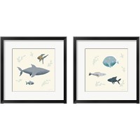 Framed 'Ocean Life Fish 2 Piece Framed Art Print Set' border=