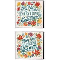 Framed 'Happy Thoughts 2 Piece Canvas Print Set' border=