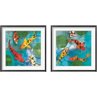 Framed 'Lucky Koi 2 Piece Framed Art Print Set' border=