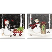 Framed 'Joy Snowman 2 Piece Art Print Set' border=