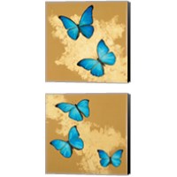 Framed 'Cerulean Butterfly 2 Piece Canvas Print Set' border=