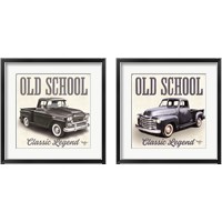Framed 'Old School Vintage Trucks 2 Piece Framed Art Print Set' border=