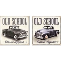 Framed 'Old School Vintage Trucks 2 Piece Art Print Set' border=