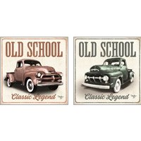 Framed 'Old School Vintage Trucks 2 Piece Art Print Set' border=