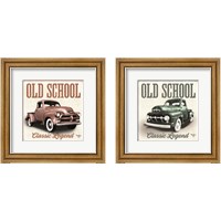 Framed 'Old School Vintage Trucks 2 Piece Framed Art Print Set' border=