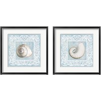Framed 'Sandy Shells Blue 2 Piece Framed Art Print Set' border=