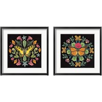 Framed 'Butterfly Mandala Black 2 Piece Framed Art Print Set' border=
