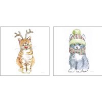 Framed 'Christmas Kitties 2 Piece Art Print Set' border=