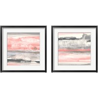 Framed 'Charcoal and Coral 2 Piece Framed Art Print Set' border=