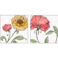 Framed 'Blossom Sketches Color 2 Piece Art Print Set' border=