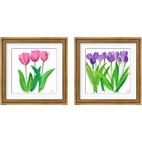 Framed 'Tulips 2 Piece Framed Art Print Set' border=