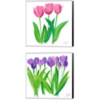 Framed 'Tulips 2 Piece Canvas Print Set' border=