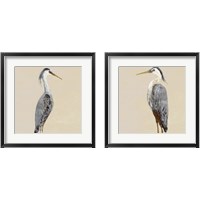 Framed 'Heron on Tan 2 Piece Framed Art Print Set' border=