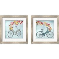 Framed 'Floral Day Bike 2 Piece Framed Art Print Set' border=