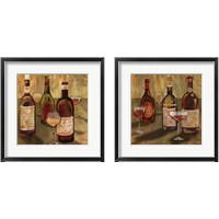 Framed 'Bottle of Wine 2 Piece Framed Art Print Set' border=
