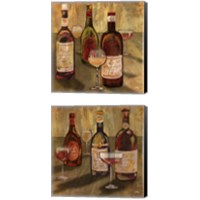 Framed 'Bottle of Wine 2 Piece Canvas Print Set' border=