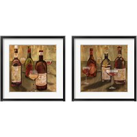 Framed 'Bottle of Wine 2 Piece Framed Art Print Set' border=