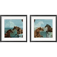 Framed 'Around the Stable 2 Piece Framed Art Print Set' border=