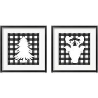 Framed 'Christmas Gingham 2 Piece Framed Art Print Set' border=