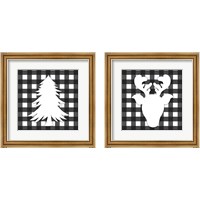 Framed 'Christmas Gingham 2 Piece Framed Art Print Set' border=