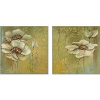 Framed 'Green Flowers 2 Piece Art Print Set' border=