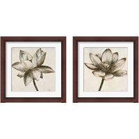 Framed 'Sepia Lotus 2 Piece Framed Art Print Set' border=