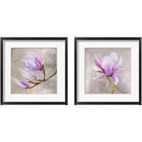 Framed 'Magnolia on Silver Leaf 2 Piece Framed Art Print Set' border=