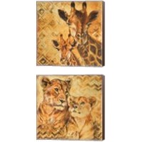 Framed 'Safari Mother and Son 2 Piece Canvas Print Set' border=