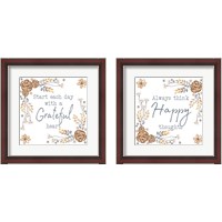 Framed 'Brown Leaves Inspiration 2 Piece Framed Art Print Set' border=