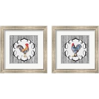 Framed 'Rooster on the Roost 2 Piece Framed Art Print Set' border=