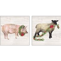 Framed 'Christmas on the Farm 2 Piece Art Print Set' border=