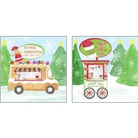 Framed 'Food Cart Christmas 2 Piece Art Print Set' border=