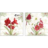 Framed 'Merry Amaryllis 2 Piece Art Print Set' border=