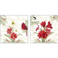 Framed 'Merry Amaryllis 2 Piece Art Print Set' border=