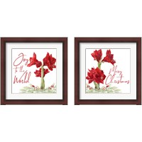 Framed 'Merry Amaryllis 2 Piece Framed Art Print Set' border=