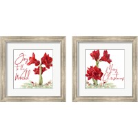 Framed 'Merry Amaryllis 2 Piece Framed Art Print Set' border=