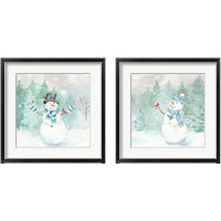 Framed 'Let it Snow Blue Snowman 2 Piece Framed Art Print Set' border=